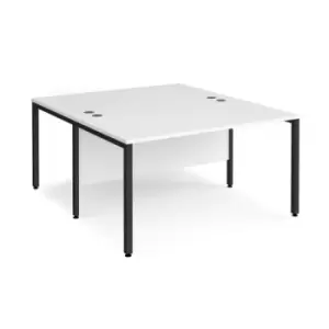 Office Desk 2 Person Rectangular Desk 1400mm White Tops With Black Frames 1600mm Depth Maestro 25