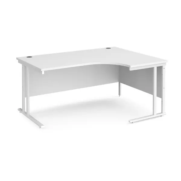 Maestro 25 Right Hand Ergonomic Desk with White Cantilever Frame and White Top - 1600mm Wide