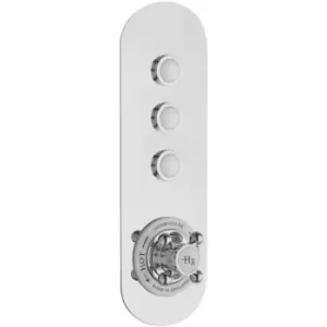 White Topaz Triple Outlet Push Button Shower Valve - Chrome - Hudson Reed