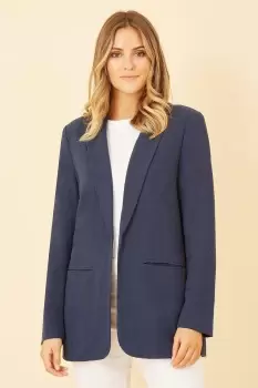 Navy Linen Relaxed Blazer