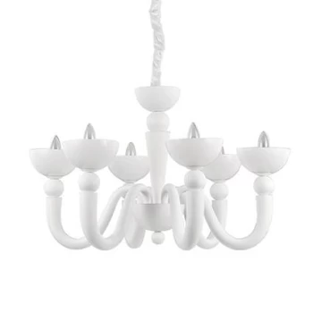 Bon Bon 6 Light Multi Arm Chandelier White Finish, E14