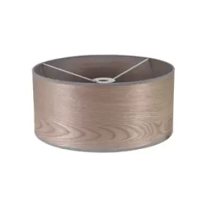 Luminosa Lighting - Round, 395 x 180mm Wood Effect Shade, Grey Oak, White Laminate