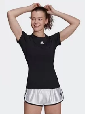 adidas Tennis Freelift Shirt, Black/White, Size XS, Women