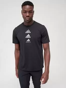 adidas Train D2M Stacked Logo T-Shirt - Black Size XL Men