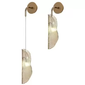 Luminosa Wall Light, 1 x G9, Brass, Polished Chrome & Cognac Glass