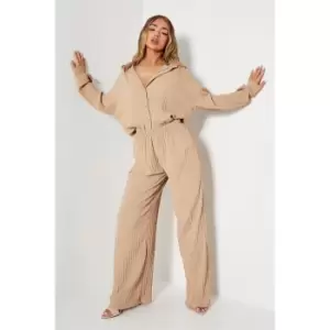 I Saw It First Textured Oversized Trouser Co-Ord - Brown