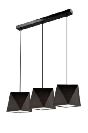 Carla Bar Pendant Ceiling Light, Fabric Shade Black, 3x E27