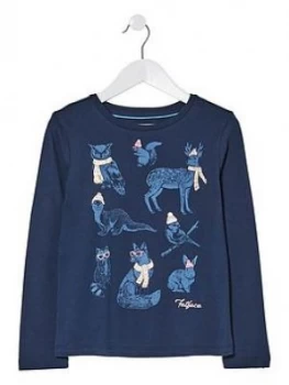 FatFace Girls Long Sleeve Woodland Animals T-Shirt - Navy, Size Age: 12-13 Years, Women