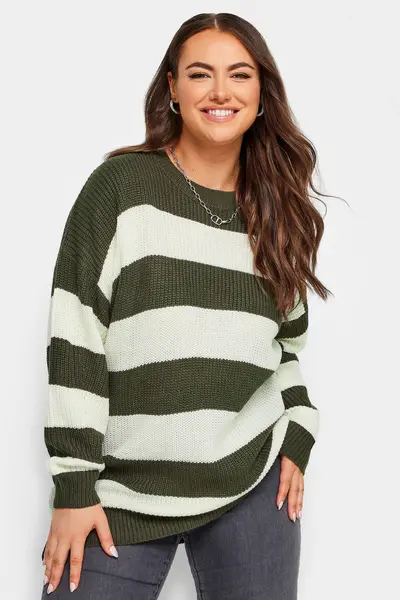 Yours Ribbed Knit Jumper Green