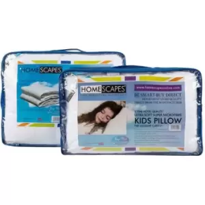 Kids 4.5 Tog Super Microfibre Duvet & Pillow Set - White - Homescapes