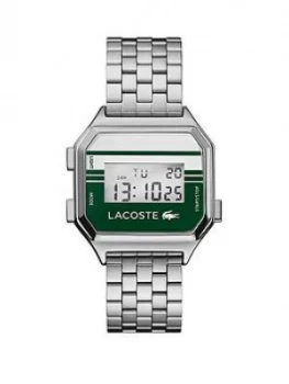 Lacoste Berlin Vintage Style Stainless Steel Bracelet White/Green Dial Digital Watch