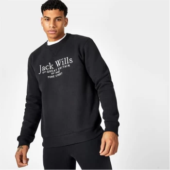 Jack Wills Belvue Graphic Logo Crew Neck Sweatshirt - Black