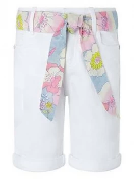 Monsoon Girls Dawn Denim Short - White, Size Age: 6 Years, Women