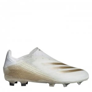 adidas X Ghosted Plus Junior FG Football Boots - White/MetGold