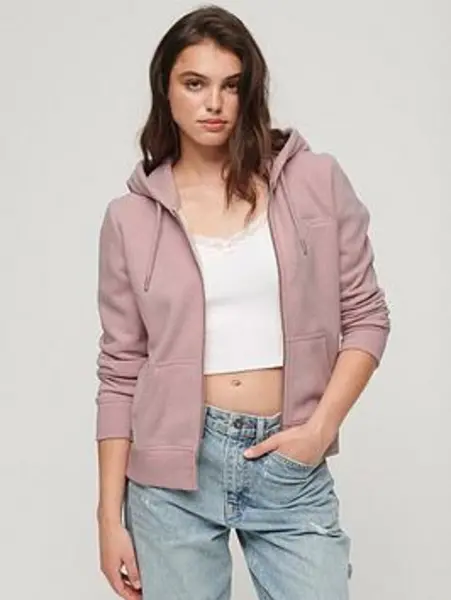 Superdry Essential Logo Zip Hoodie - Pink