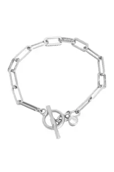 Rhodium Plate Cubic Zirconia Chain T Bar Bracelet
