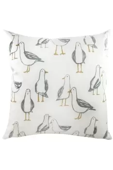 Marine Seagull Line Drawn Printed Cushion