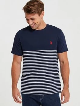 U.S. Polo Assn. U.s Polo Assn Fade Stripe Ringer T-Shirt, Navy, Size S, Men