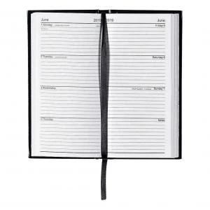 Office 2019 Slim Diary Week to View Portrait Black 941212