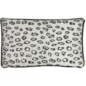 Kai Faline Leopard Print Velvet Piped Edge Cushion Cover, Pewter, 30 x 50 Cm