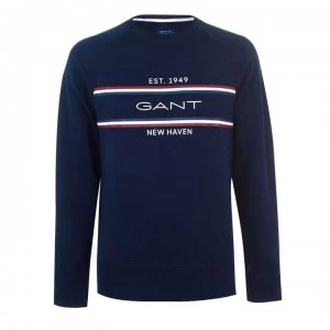 Gant Gant Stripe Crew Sweatshirt - Navy 433