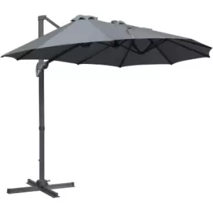 Outsunny 4.5M Double Garden Parasol Garden Umbrella With Crank Handle - Grey