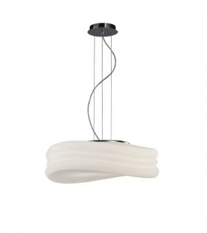 Ceiling Pendant 3 Light E27 Large, Polished Chrome, Frosted White Glass