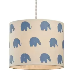 Village At Home Horton Elephant Cylinder Light Shade - Blue