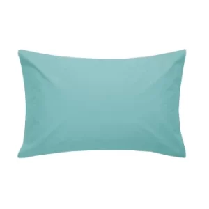 Joules Cotton Percale Plain Dye Pair of Standard Pillowcases, Cotswold Blue