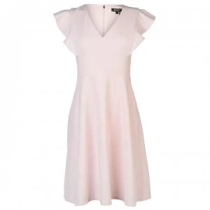 DKNY V Neck Ruffle Dress Ladies - Pink