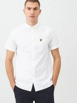 Lyle & Scott Short Sleeved Oxford Shirt - White, Size XS, Men