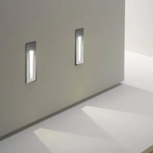 LED 1 Light Indoor Recessed Marker Wall Light Brushed Stainless Steel