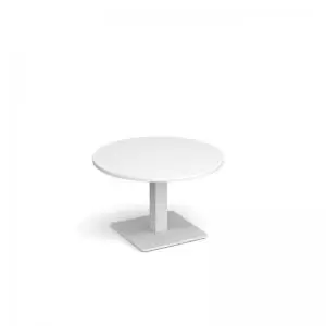 Brescia circular coffee table with flat square white base 800mm -