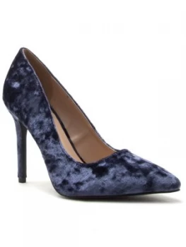 Qupid Milia velvet court shoe Blue