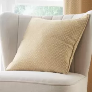 Dreams & Drapes Indiana Geometric Diamond Jacquard Piped Edge Filled Cushion, Yellow, 43 x 43 Cm