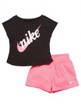 Nike Sportswear Toddler Girls Script Futura Shorts Set - Pink