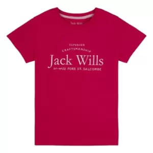 Jack Wills Kids Girls Forstal Logo Script T-Shirt - Purple