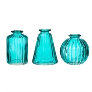 Turquoise Glass Bud Vases (Set Of 3)