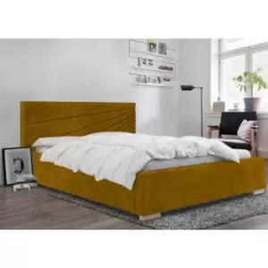 Envisage Trade - Fenna Upholstered Beds - Plush Velvet, King Size Frame, Mustard - Mustard