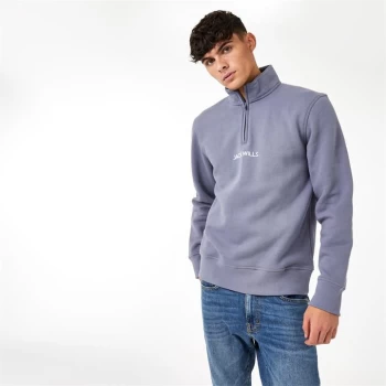 Jack Wills Quarter Zip Sweatshirt - Dusky Blue