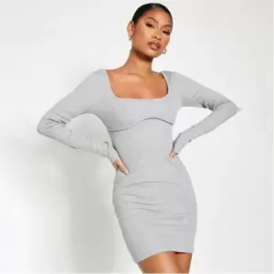 I Saw It First Rib Bust Cup Seam Mini Dress - Grey