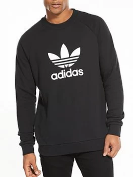 adidas Originals Trefoil Crew Neck Sweat - Black, Size XS, Men