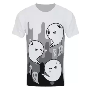 Grindstore Mens Happy Spooks T-Shirt (S) (White/Black/Grey)