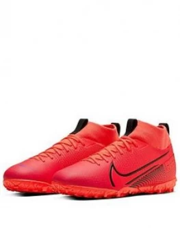 Nike Junior Mercurial Superfly 6 Academy Astro Turf Football Boots, Red/Black, Size 3