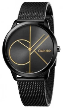 Calvin Klein Mens Minimal Black Stainless Steel Mesh Watch