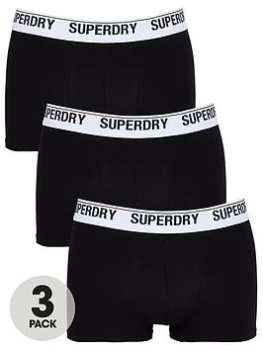 Superdry Trunk Multi Triple Pack - Black/White, Size L, Men