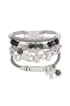 Silver 'Lioness Spirit' Layered Bracelet