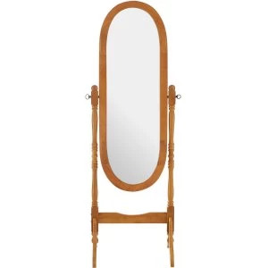 Premier Housewares Oval Cheval Mirror with Oak Finish Frame