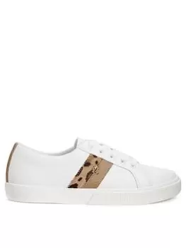 Lauren by Ralph Lauren Janson Li Low Top Sneakers - White/Tan, Multi, Size Us 7 = UK 5, Women