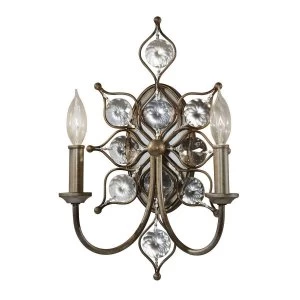 2 Light Indoor Candle Wall Light Burnished Silver, E14